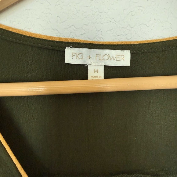 Fig and Flower Olive Green Midi Dress with Gold Embroidery - Picture 4 of 8